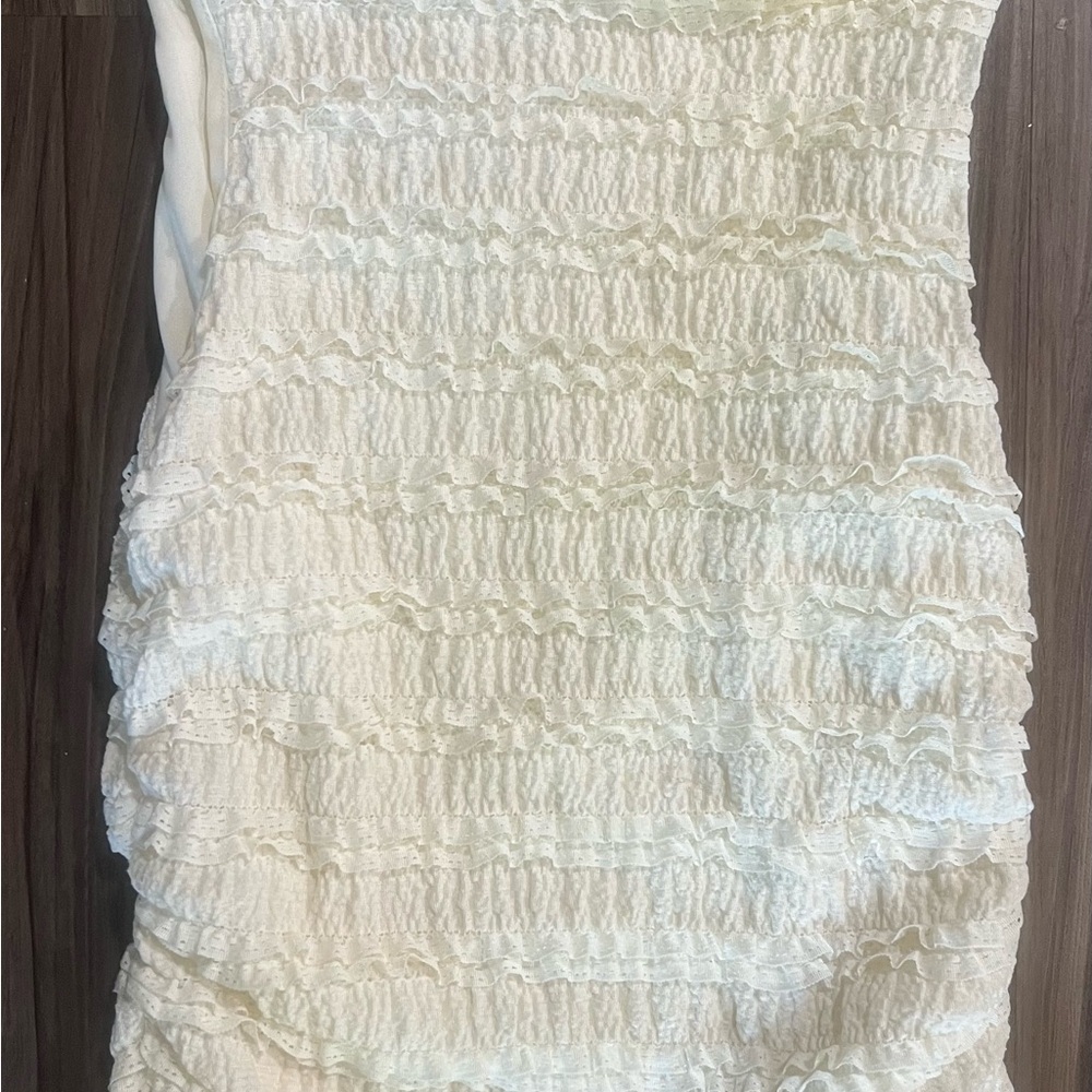 Altar'd State White Strapless Ruffle Shirt